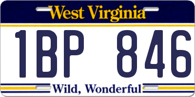 WV license plate 1BP846