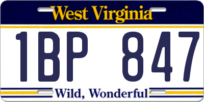 WV license plate 1BP847