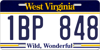 WV license plate 1BP848