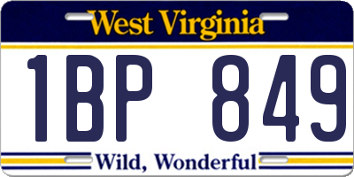 WV license plate 1BP849