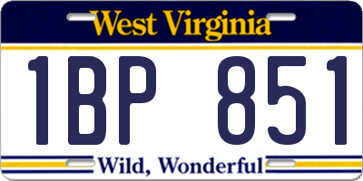 WV license plate 1BP851