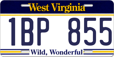 WV license plate 1BP855