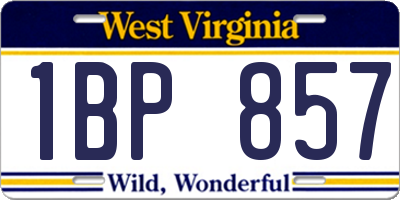 WV license plate 1BP857