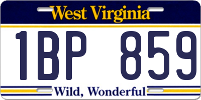 WV license plate 1BP859
