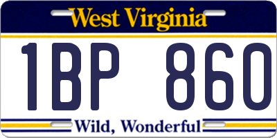 WV license plate 1BP860