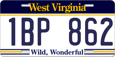 WV license plate 1BP862