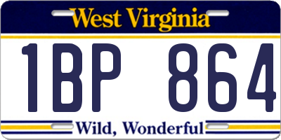 WV license plate 1BP864