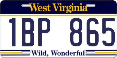WV license plate 1BP865
