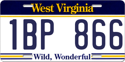 WV license plate 1BP866