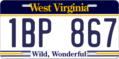 WV license plate 1BP867