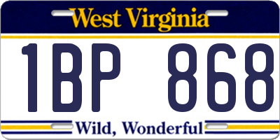 WV license plate 1BP868
