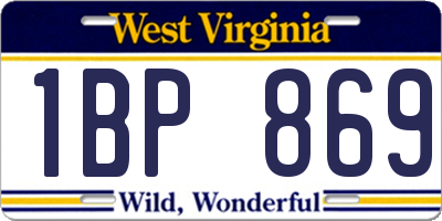 WV license plate 1BP869