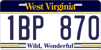 WV license plate 1BP870