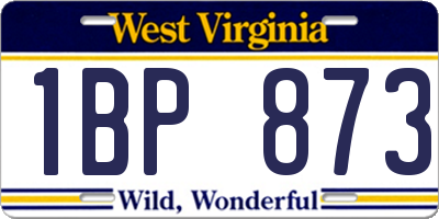 WV license plate 1BP873