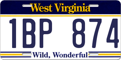 WV license plate 1BP874