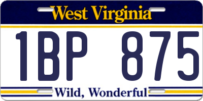 WV license plate 1BP875