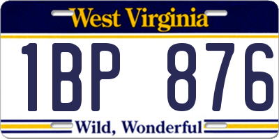 WV license plate 1BP876