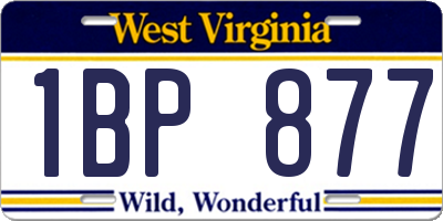 WV license plate 1BP877
