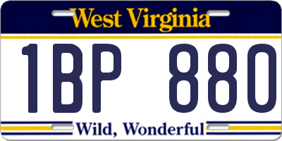 WV license plate 1BP880