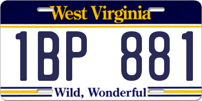 WV license plate 1BP881