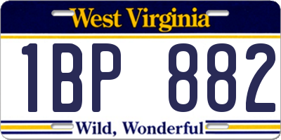 WV license plate 1BP882