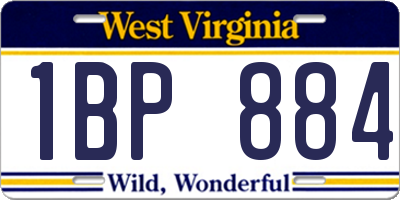 WV license plate 1BP884