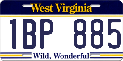 WV license plate 1BP885