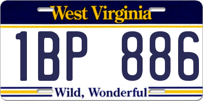 WV license plate 1BP886