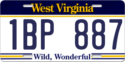 WV license plate 1BP887