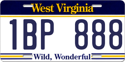 WV license plate 1BP888