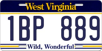 WV license plate 1BP889