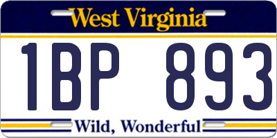 WV license plate 1BP893