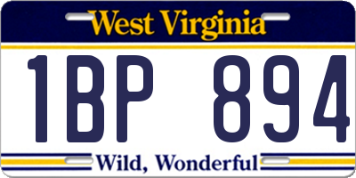 WV license plate 1BP894