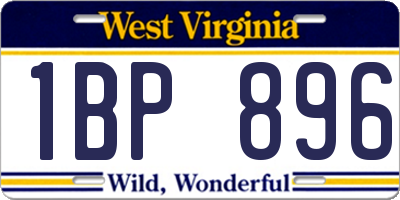 WV license plate 1BP896