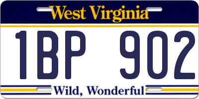 WV license plate 1BP902