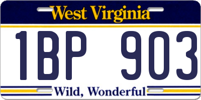 WV license plate 1BP903