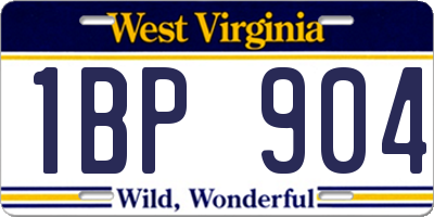 WV license plate 1BP904