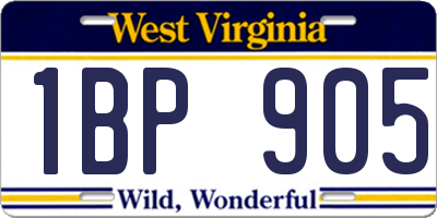 WV license plate 1BP905
