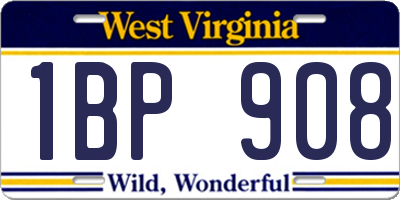 WV license plate 1BP908