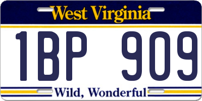 WV license plate 1BP909