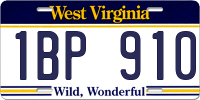 WV license plate 1BP910