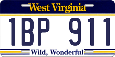 WV license plate 1BP911