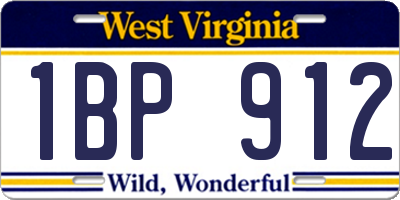 WV license plate 1BP912