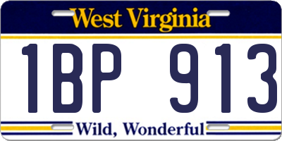 WV license plate 1BP913
