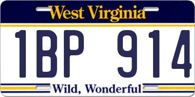 WV license plate 1BP914