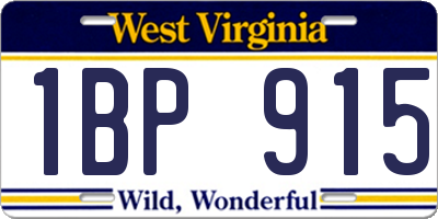 WV license plate 1BP915