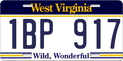 WV license plate 1BP917