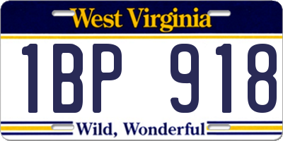 WV license plate 1BP918