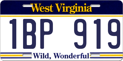 WV license plate 1BP919