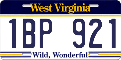 WV license plate 1BP921